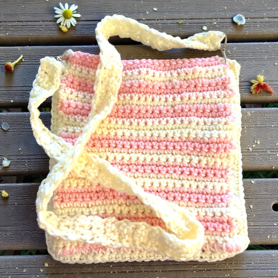 Hand crocheted bubblegumsling bag