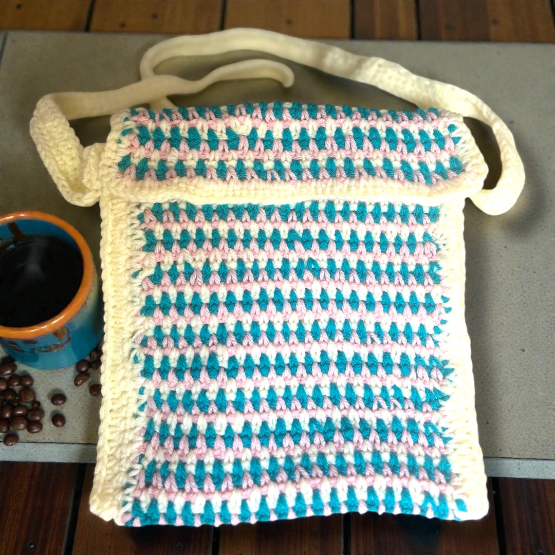 Hand crocheted multicolour sling bag